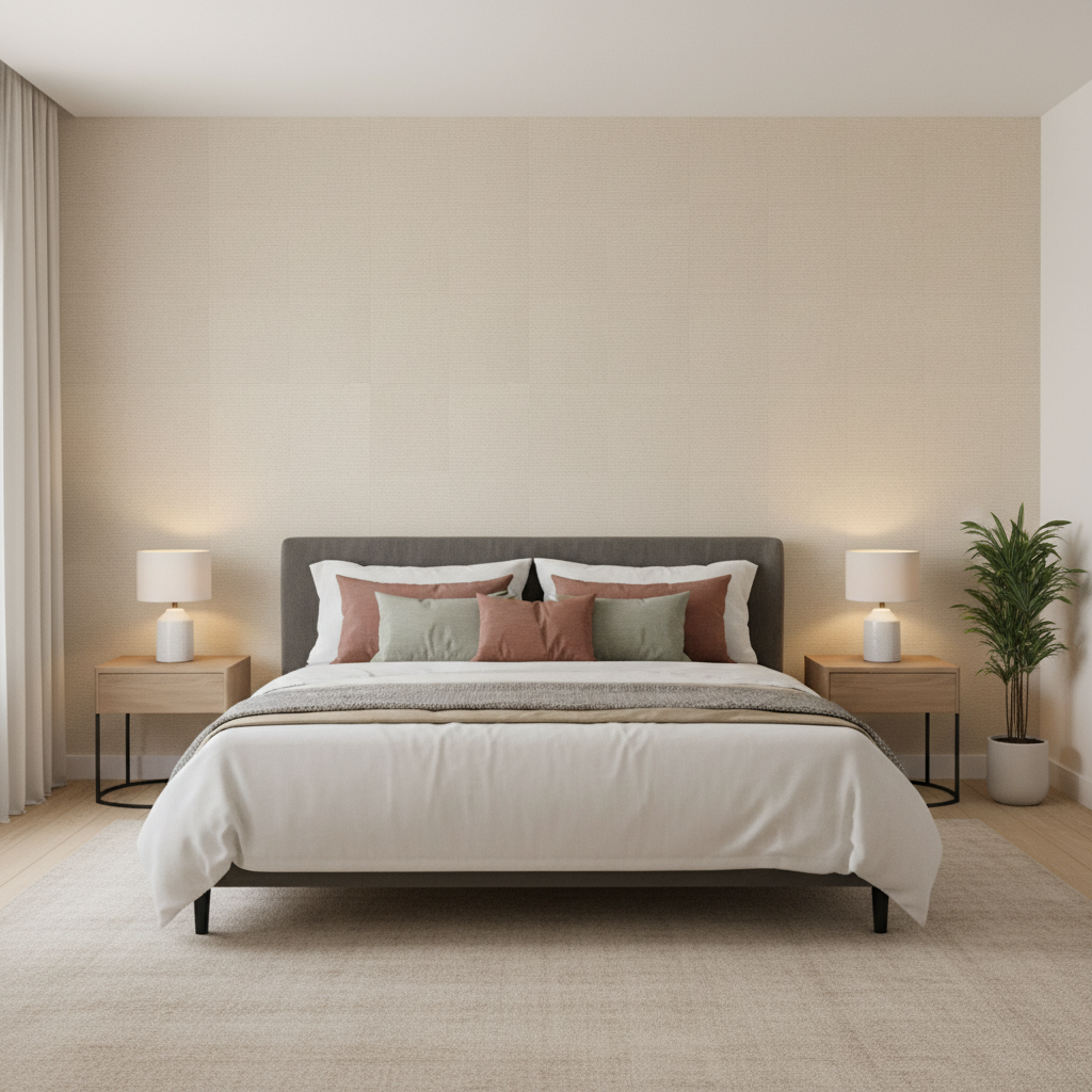 Watermill Linen - Natural Beige By Lee Jofa | Colour Complements Ii |Solid Texture Multipurpose - Bedroom Room Setting