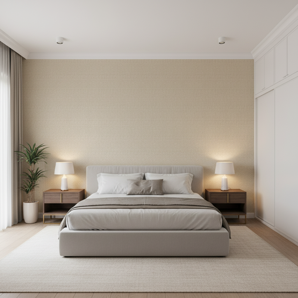 Watermill Linen - Stone Beige By Lee Jofa | Colour Complements Ii |Solid Texture Multipurpose - Bedroom Room Setting