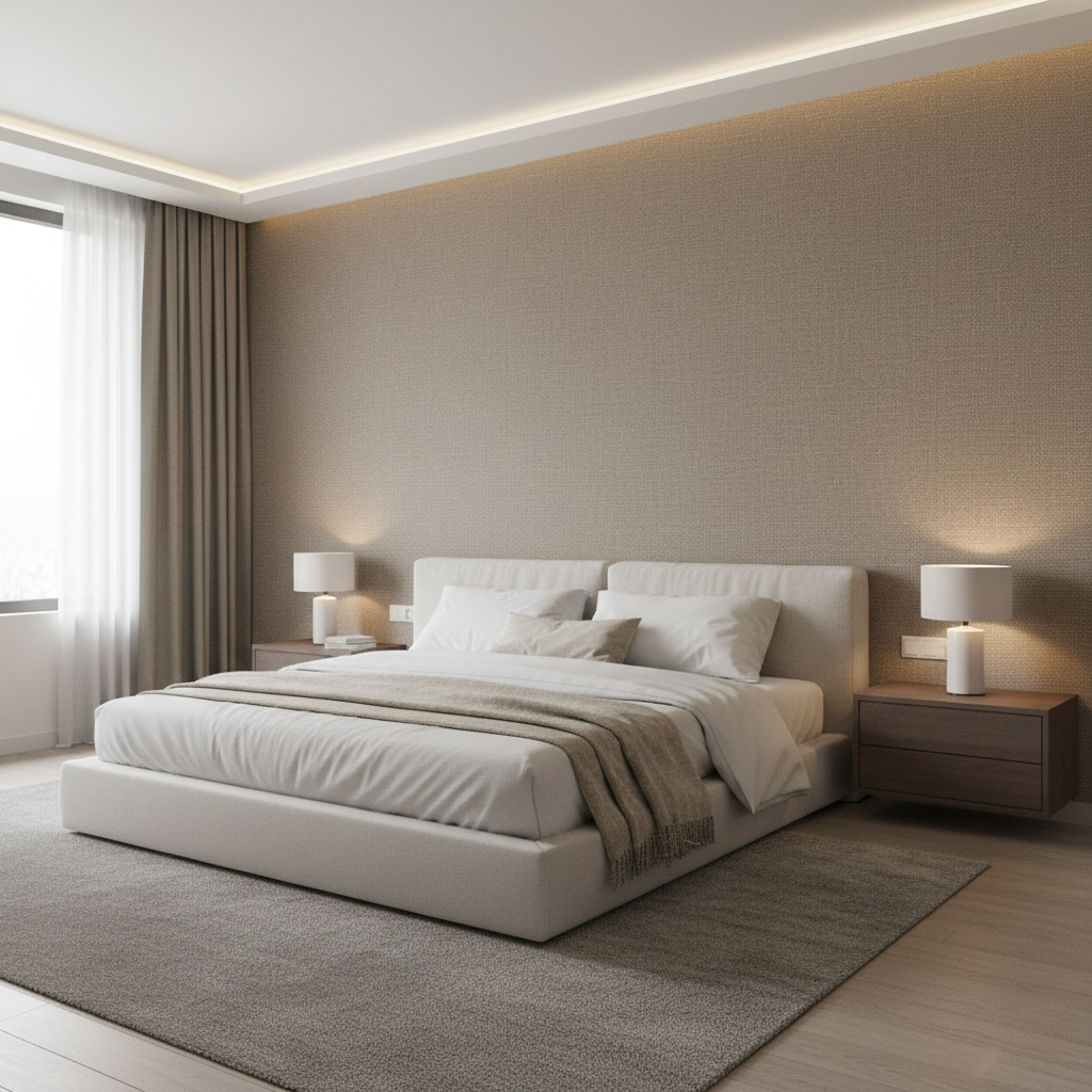 Watermill Linen - Tea Beige By Lee Jofa | Colour Complements Ii |Solid Texture Multipurpose - Bedroom Room Setting