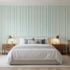 Whitaker Print - Ocean/Gold Turquoise By Lee Jofa | Avondale |Global Stripes Multipurpose Print - Bedroom Room Setting