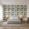 MATISSE LEAF Black and Green | Thibaut Wallcoverings - Bedroom Visualization (AI-generated, may not be to scale. Verify pattern scale with product specifications.)