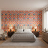 MENDOZA SUZANI Coral | Thibaut Wallcoverings - Bedroom Visualization (AI-generated, may not be to scale. Verify pattern scale with product specifications.)