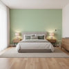 PALAWAN Green | Thibaut Wallcoverings - Bedroom Visualization (AI-generated, may not be to scale. Verify pattern scale with product specifications.)