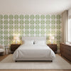 BOCA BAMBOO Green | Thibaut Wallcoverings - Bedroom Visualization (AI-generated, may not be to scale. Verify pattern scale with product specifications.)