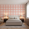 BOCA BAMBOO Coral | Thibaut Wallcoverings - Bedroom Visualization (AI-generated, may not be to scale. Verify pattern scale with product specifications.)