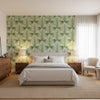 CROATIA Green | Thibaut Wallcoverings - Bedroom Visualization (AI-generated, may not be to scale. Verify pattern scale with product specifications.)