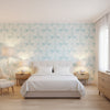 CROATIA Spa Blue | Thibaut Wallcoverings - Bedroom Visualization (AI-generated, may not be to scale. Verify pattern scale with product specifications.)