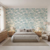 DELRAY Spa Blue | Thibaut Wallcoverings - Bedroom Visualization (AI-generated, may not be to scale. Verify pattern scale with product specifications.)