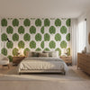 MONSTERA Green | Thibaut Wallcoverings - Bedroom Visualization (AI-generated, may not be to scale. Verify pattern scale with product specifications.)