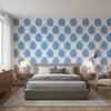 MONSTERA Blue | Thibaut Wallcoverings - Bedroom Visualization (AI-generated, may not be to scale. Verify pattern scale with product specifications.)