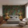 PROTEA Black | Thibaut Wallcoverings - Bedroom Visualization (AI-generated, may not be to scale. Verify pattern scale with product specifications.)