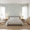 SIESTA KEY Spa Blue | Thibaut Wallcoverings - Bedroom Visualization (AI-generated, may not be to scale. Verify pattern scale with product specifications.)