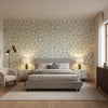 Arbor Emerald | Thibaut Wallcoverings - Bedroom Visualization (AI-generated, may not be to scale. Verify pattern scale with product specifications.)