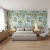 Grand Palace Spa Blue | Thibaut Wallcoverings - Bedroom Visualization (AI-generated, may not be to scale. Verify pattern scale with product specifications.)
