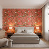 Katsura Coral | Thibaut Wallcoverings - Bedroom Visualization (AI-generated, may not be to scale. Verify pattern scale with product specifications.)