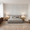 Cork Forest Black and White | Thibaut Wallcoverings - Bedroom Visualization (AI-generated, may not be to scale. Verify pattern scale with product specifications.)