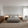 Cork Forest Navy and White | Thibaut Wallcoverings - Bedroom Visualization (AI-generated, may not be to scale. Verify pattern scale with product specifications.)