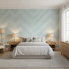 Elevation Navy and Aqua | Thibaut Wallcoverings - Bedroom Visualization (AI-generated, may not be to scale. Verify pattern scale with product specifications.)