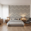 Elevation Black and Grey | Thibaut Wallcoverings - Bedroom Visualization (AI-generated, may not be to scale. Verify pattern scale with product specifications.)