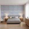 Equinox Blue and White | Thibaut Wallcoverings - Bedroom Visualization (AI-generated, may not be to scale. Verify pattern scale with product specifications.)