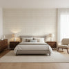 Tortona Metallic Gold on Cream | Thibaut Wallcoverings - Bedroom Visualization (AI-generated, may not be to scale. Verify pattern scale with product specifications.)