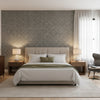 Twilight Black | Thibaut Wallcoverings - Bedroom Visualization (AI-generated, may not be to scale. Verify pattern scale with product specifications.)