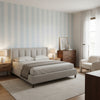 Viva Spa Blue | Thibaut Wallcoverings - Bedroom Visualization (AI-generated, may not be to scale. Verify pattern scale with product specifications.)