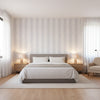 Viva Metallic Silver | Thibaut Wallcoverings - Bedroom Visualization (AI-generated, may not be to scale. Verify pattern scale with product specifications.)