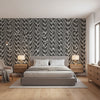 Ginger Black | Thibaut Wallcoverings - Bedroom Visualization (AI-generated, may not be to scale. Verify pattern scale with product specifications.)