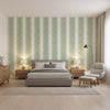 Nola Stripe Green | Thibaut Wallcoverings - Bedroom Visualization (AI-generated, may not be to scale. Verify pattern scale with product specifications.)
