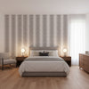 Nola Stripe Black | Thibaut Wallcoverings - Bedroom Visualization (AI-generated, may not be to scale. Verify pattern scale with product specifications.)