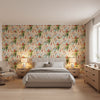 Pasadena Cream | Thibaut Wallcoverings - Bedroom Visualization (AI-generated, may not be to scale. Verify pattern scale with product specifications.)