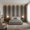 Bozeman Stripe Black | Thibaut Wallcoverings - Bedroom Visualization (AI-generated, may not be to scale. Verify pattern scale with product specifications.)