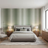 Bozeman Stripe Green | Thibaut Wallcoverings - Bedroom Visualization (AI-generated, may not be to scale. Verify pattern scale with product specifications.)
