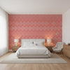 High Plains Coral | Thibaut Wallcoverings - Bedroom Visualization (AI-generated, may not be to scale. Verify pattern scale with product specifications.)