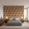 Marlborough Downs Clay | Thibaut Wallcoverings - Bedroom Visualization (AI-generated, may not be to scale. Verify pattern scale with product specifications.)