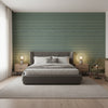 Moab Weave Olive | Thibaut Wallcoverings - Bedroom Visualization (AI-generated, may not be to scale. Verify pattern scale with product specifications.)