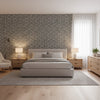 Haven Grey | Thibaut Wallcoverings - Bedroom Visualization (AI-generated, may not be to scale. Verify pattern scale with product specifications.)