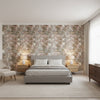 Lincoln Toile Blush | Thibaut Wallcoverings - Bedroom Visualization (AI-generated, may not be to scale. Verify pattern scale with product specifications.)