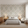 Persian Carpet Blush | Thibaut Wallcoverings - Bedroom Visualization (AI-generated, may not be to scale. Verify pattern scale with product specifications.)