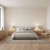 Arthur's Tweed Beige | Thibaut Wallcoverings - Bedroom Visualization (AI-generated, may not be to scale. Verify pattern scale with product specifications.)