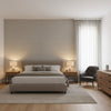 Cape May Weave Light Grey | Thibaut Wallcoverings - Bedroom Visualization (AI-generated, may not be to scale. Verify pattern scale with product specifications.)