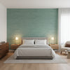 Cape May Weave Teal | Thibaut Wallcoverings - Bedroom Visualization (AI-generated, may not be to scale. Verify pattern scale with product specifications.)