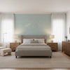 Cape May Weave Yarmouth Blue | Thibaut Wallcoverings - Bedroom Visualization (AI-generated, may not be to scale. Verify pattern scale with product specifications.)