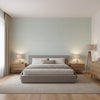 Cape May Weave Pale Blue | Thibaut Wallcoverings - Bedroom Visualization (AI-generated, may not be to scale. Verify pattern scale with product specifications.)
