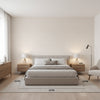 Cape May Weave Blush | Thibaut Wallcoverings - Bedroom Visualization (AI-generated, may not be to scale. Verify pattern scale with product specifications.)