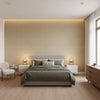 Cape May Weave Brown | Thibaut Wallcoverings - Bedroom Visualization (AI-generated, may not be to scale. Verify pattern scale with product specifications.)