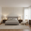 Cordoza Weave Light Grey | Thibaut Wallcoverings - Bedroom Visualization (AI-generated, may not be to scale. Verify pattern scale with product specifications.)