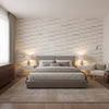 Encinitas White | Thibaut Wallcoverings - Bedroom Visualization (AI-generated, may not be to scale. Verify pattern scale with product specifications.)