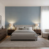 Fine Harvest Navy | Thibaut Wallcoverings - Bedroom Visualization (AI-generated, may not be to scale. Verify pattern scale with product specifications.)